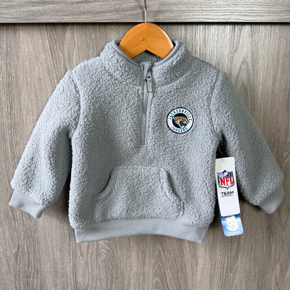 Gerber NFL Jacksonville Jaguars Pullover Size 2T Gray Sherpa Fleece Jacket NWT
